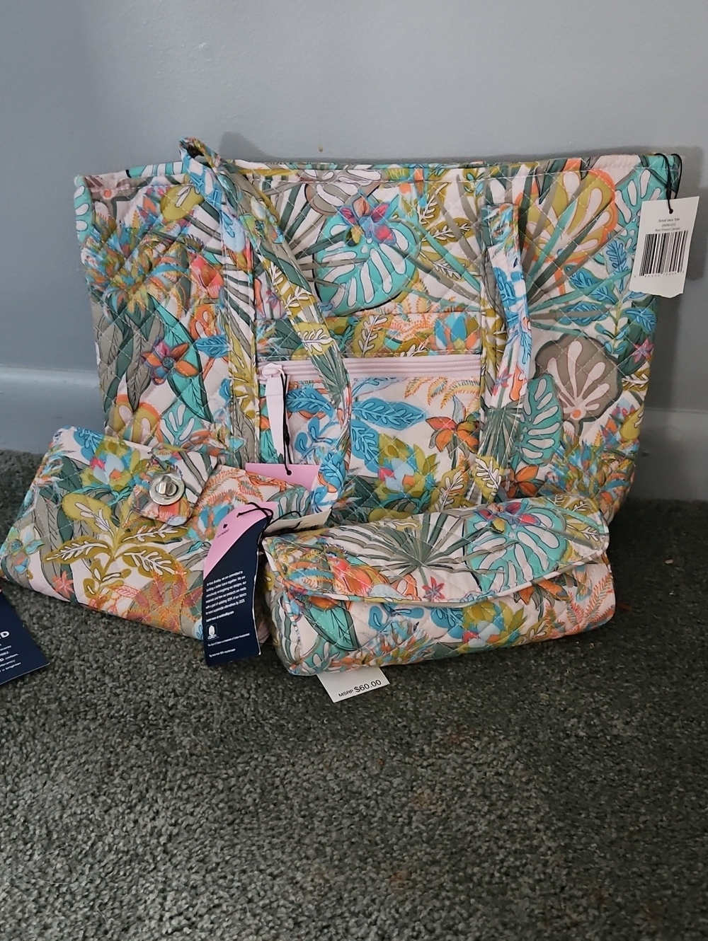 Vera Bradley Tote In Retired Rain Forest Canopy. Bundle Pack. Nwt.